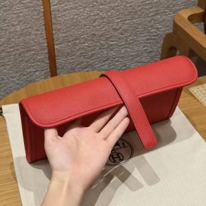 Hermes Jige Elan 29 Clutch Handmade In Epsom Calfskin Leather S3 Rouge Cpeur - Image 9