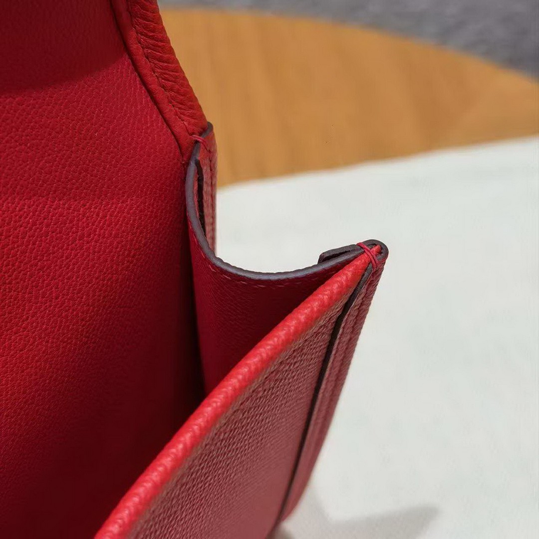 Hermes Jige Elan 29 Clutch Handmade In Epsom Calfskin Leather S3 Rouge Cpeur - Image 5
