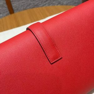 Hermes Jige Elan 29 Clutch Handmade In Epsom Calfskin Leather S3 Rouge Cpeur - Image 3