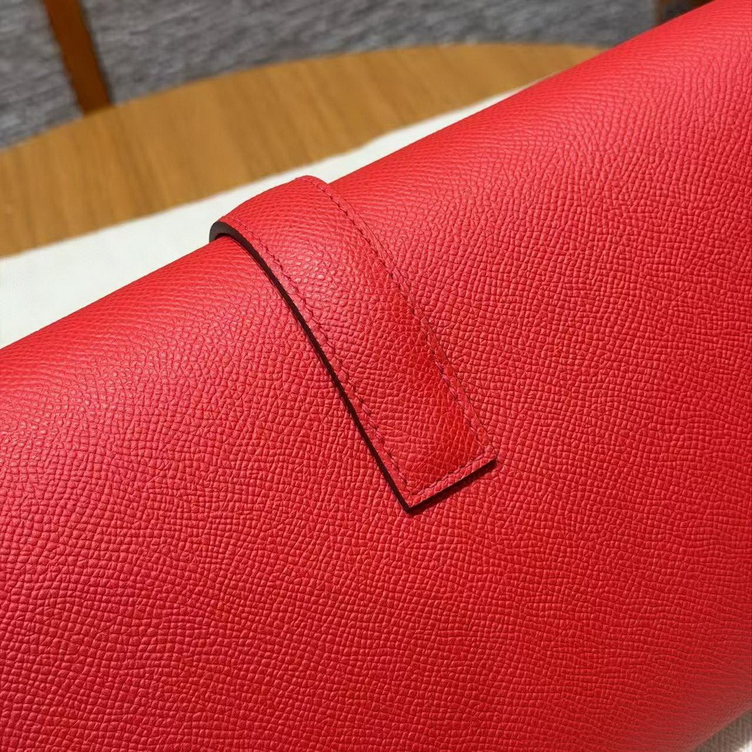 Hermes Jige Elan 29 Clutch Handmade In Epsom Calfskin Leather S3 Rouge Cpeur - Image 3