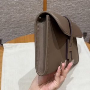 Hermes Jige Elan 29 Clutch Handmade In Swift Calfskin Leather 18 Etoupe - Image 15