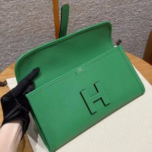 Hermes Jige Elan 29 Clutch Handmade In Swift Calfskin Leather 1K Bambou - Image 8