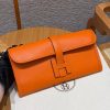 Hermes Jige Elan 29 Clutch Handmade In Swift Calfskin Leather 93 Orange