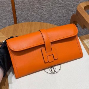 Hermes Jige Elan 29 Clutch Handmade In Swift Calfskin Leather 93 Orange