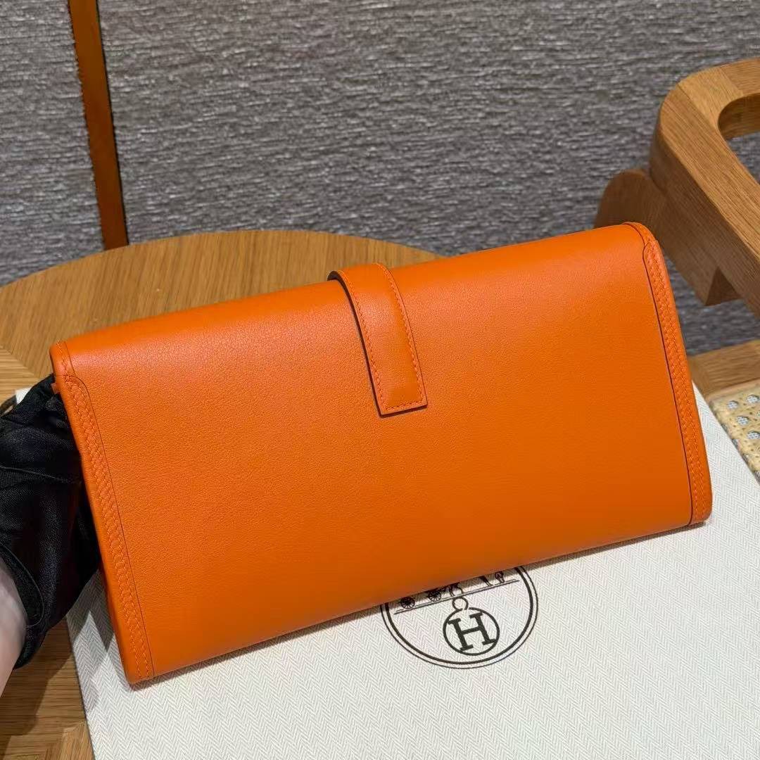 Hermes Jige Elan 29 Clutch Handmade In Swift Calfskin Leather 93 Orange - Image 2