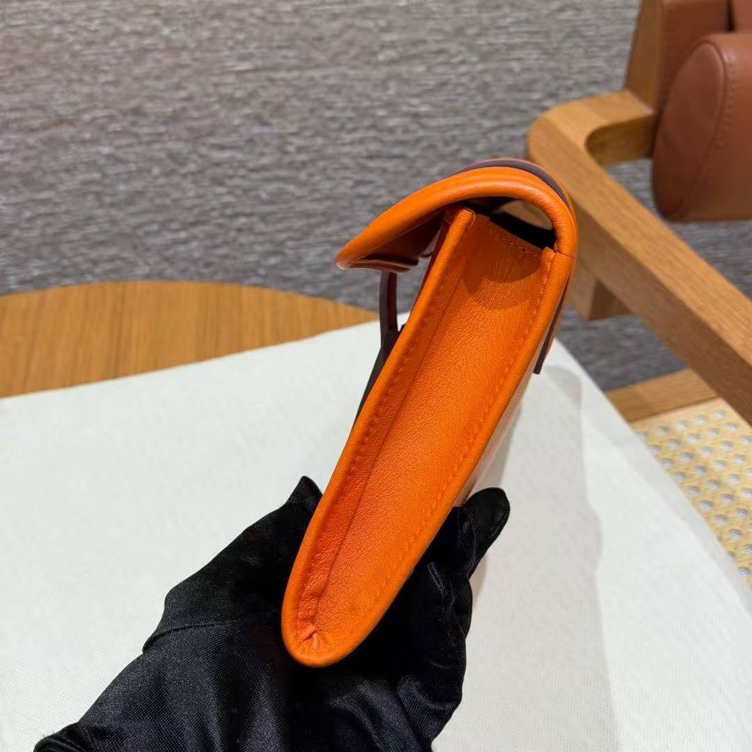 Hermes Jige Elan 29 Clutch Handmade In Swift Calfskin Leather 93 Orange - Image 14