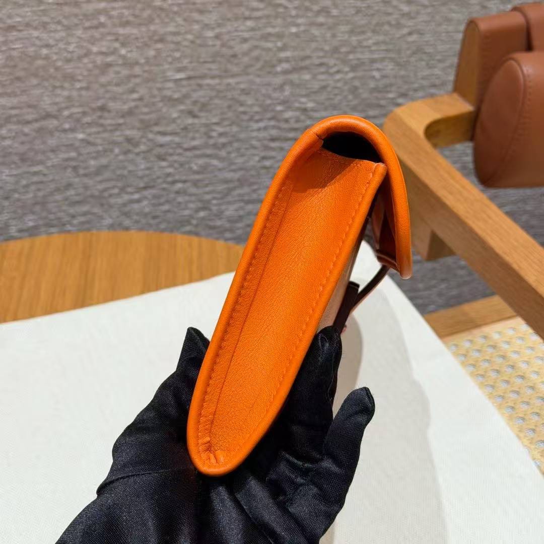 Hermes Jige Elan 29 Clutch Handmade In Swift Calfskin Leather 93 Orange - Image 13