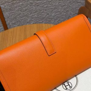 Hermes Jige Elan 29 Clutch Handmade In Swift Calfskin Leather 93 Orange - Image 10