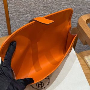Hermes Jige Elan 29 Clutch Handmade In Swift Calfskin Leather 93 Orange - Image 9
