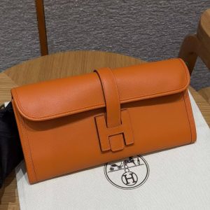 Hermes Jige Elan 29 Clutch Handmade In Swift Calfskin Leather 93 Orange - Image 8