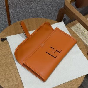Hermes Jige Elan 29 Clutch Handmade In Swift Calfskin Leather 93 Orange - Image 6