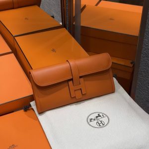 Hermes Jige Elan 29 Clutch Handmade In Swift Calfskin Leather 93 Orange - Image 5