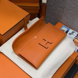 Hermes Jige Elan 29 Clutch Handmade In Swift Calfskin Leather 93 Orange - Image 3