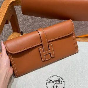 Hermes Jige Elan 29 Clutch Handmade In Swift Calfskin Leather ck37 Gold