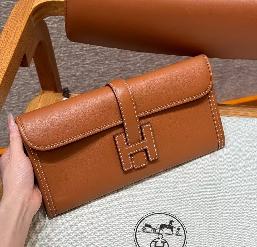 Hermes Jige Elan 29 Clutch Handmade In Swift Calfskin Leather ck37 Gold