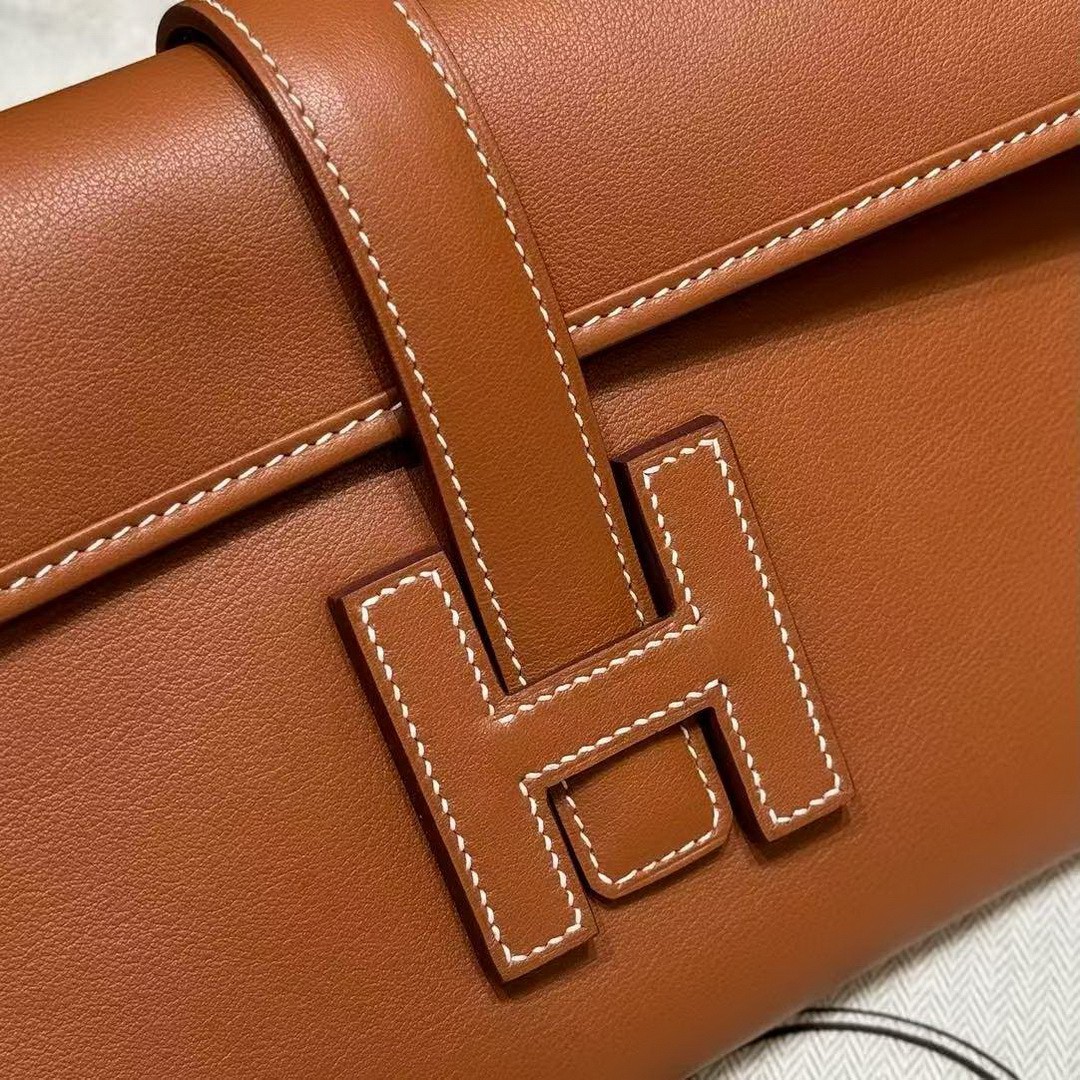 Hermes Jige Elan 29 Clutch Handmade In Swift Calfskin Leather ck37 Gold - Image 12