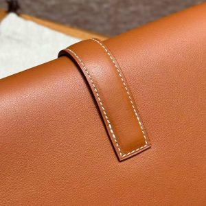Hermes Jige Elan 29 Clutch Handmade In Swift Calfskin Leather ck37 Gold - Image 11