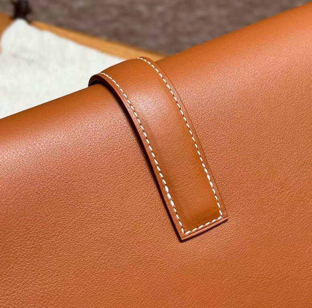 Hermes Jige Elan 29 Clutch Handmade In Swift Calfskin Leather ck37 Gold - Image 11