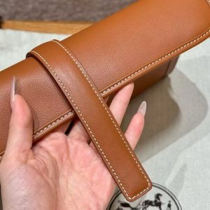 Hermes Jige Elan 29 Clutch Handmade In Swift Calfskin Leather ck37 Gold - Image 10