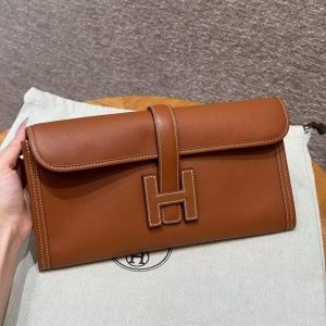 Hermes Jige Elan 29 Clutch Handmade In Swift Calfskin Leather ck37 Gold - Image 5
