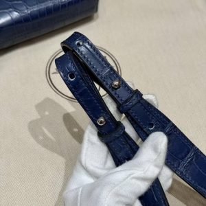 Hermes Kelly Depeches 25 Pouch Handmade In Matte Alligator Leather from Mississippi Silver Hardware 73 Blue Saphir - Image 4