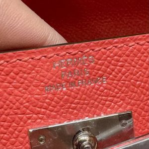Hermes Kelly Classique To Go Wallet Handmade In Epsom Calfskin Leather Silver Hardware G0 Orange Field - Image 5