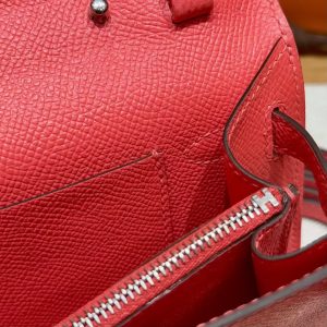 Hermes Kelly Classique To Go Wallet Handmade In Epsom Calfskin Leather Silver Hardware G0 Orange Field - Image 9