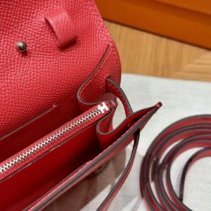 Hermes Kelly Classique To Go Wallet Handmade In Epsom Calfskin Leather Silver Hardware G0 Orange Field - Image 6