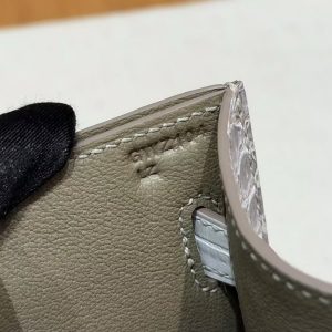 Hermes Kelly Depeches 25 Pouch Handmade In Niloticus Leather from Mississippi Silver Hardware Himalaya - Image 15