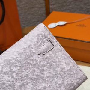 Hermes Kelly Classique To Go Wallet Handmade In Epsom Calfskin Leather Silver Hardware 09 Mauve Pale - Image 3