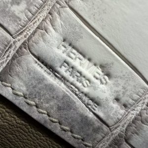 Hermes Kelly Depeches 25 Pouch Handmade In Niloticus Leather from Mississippi Silver Hardware Himalaya - Image 16