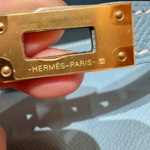Hermes Kelly Classique To Go Wallet Handmade In Epsom Calfskin Leather Gold Hardware D2 New Blue Jean - Image 6