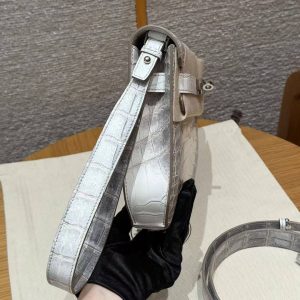 Hermes Kelly Depeches 25 Pouch Handmade In Niloticus Leather from Mississippi Silver Hardware Himalaya - Image 20