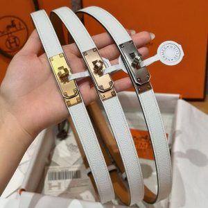 Alternative view of Hermes Kelly 18 Belt Epsom Calfskin Kelly Buckle Permabrass Rose Gold Blanc H069853CD01