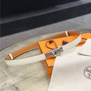 Hermes Kelly 18 Belt Epsom Calfskin Kelly Buckle Permabrass Rose Gold Blanc H069853CD01 - Image 22