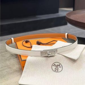 Hermes Kelly 18 Belt Epsom Calfskin Kelly Buckle Permabrass Rose Gold Blanc H069853CD01 - Image 21
