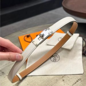 Hermes Kelly 18 Belt Epsom Calfskin Kelly Buckle Permabrass Rose Gold Blanc H069853CD01 - Image 20