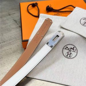 Hermes Kelly 18 Belt Epsom Calfskin Kelly Buckle Permabrass Rose Gold Blanc H069853CD01 - Image 19