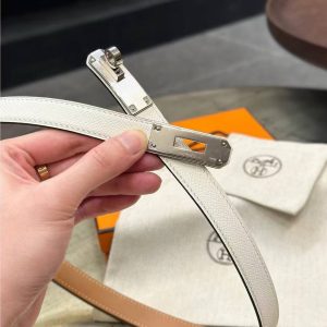 Hermes Kelly 18 Belt Epsom Calfskin Kelly Buckle Permabrass Rose Gold Blanc H069853CD01 - Image 18