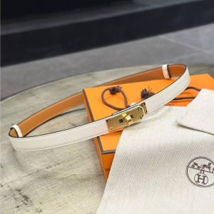 Hermes Kelly 18 Belt Epsom Calfskin Kelly Buckle Permabrass Rose Gold Blanc H069853CD01 - Image 16