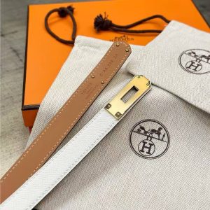 Hermes Kelly 18 Belt Epsom Calfskin Kelly Buckle Permabrass Rose Gold Blanc H069853CD01 - Image 13