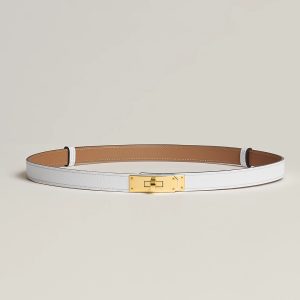 Hermes Kelly 18 Belt Epsom Calfskin Kelly Buckle Permabrass Rose Gold Blanc H069853CD01