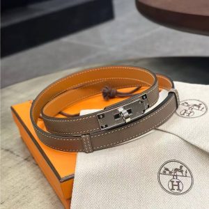 Hermes Kelly 18 Belt Epsom Calfskin Kelly Buckle Permabrass Yellow Gold Étoupe H069853CC18 - Image 23