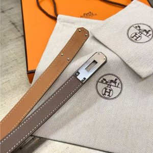 Hermes Kelly 18 Belt Epsom Calfskin Kelly Buckle Permabrass Yellow Gold Étoupe H069853CC18 - Image 19