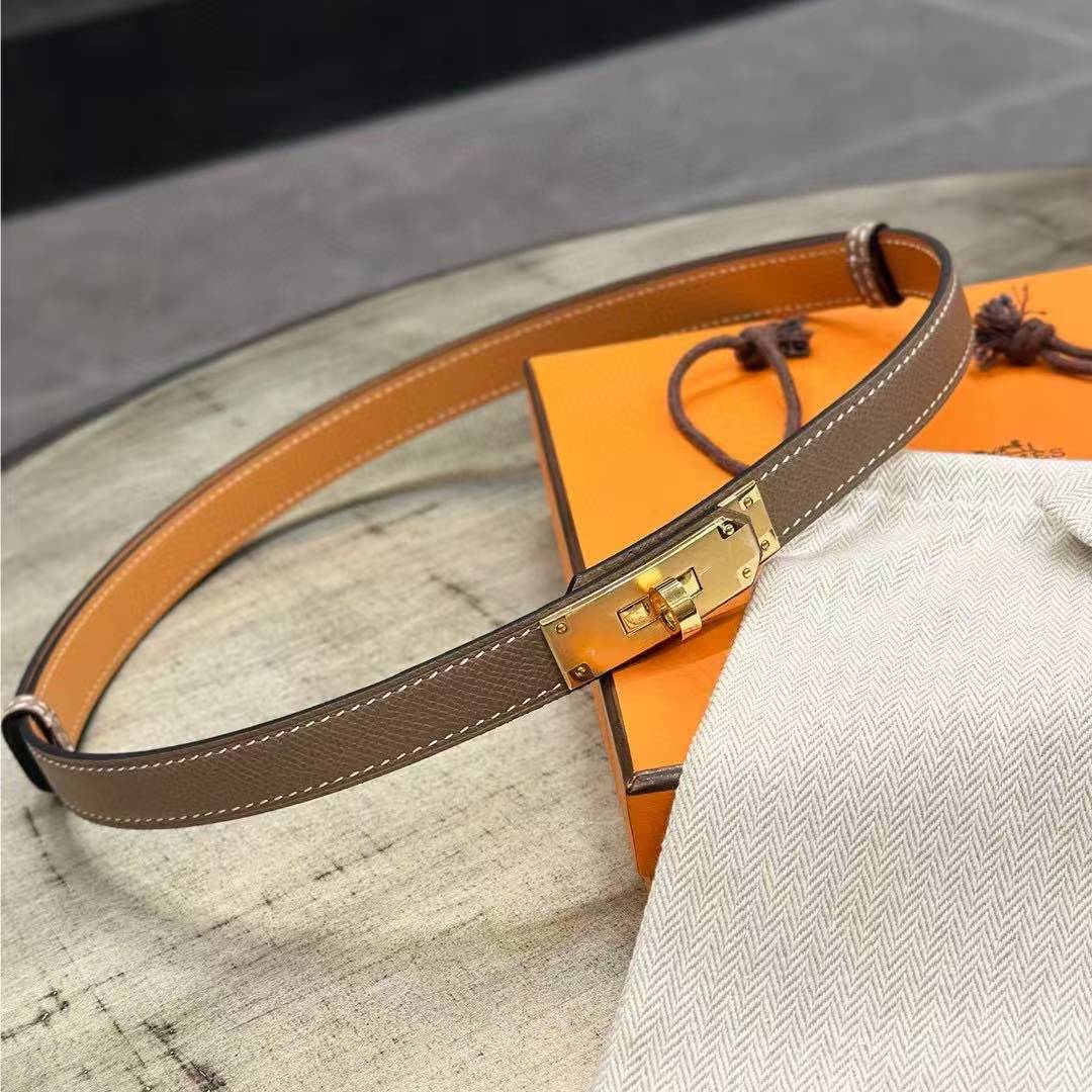 Hermes Kelly 18 Belt Epsom Calfskin Kelly Buckle Permabrass Yellow Gold Étoupe H069853CC18 - Image 18
