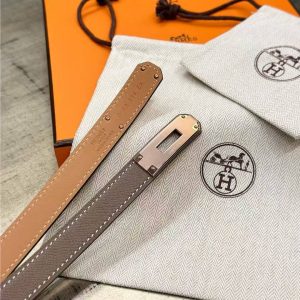 Hermes Kelly 18 Belt Epsom Calfskin Kelly Buckle Permabrass Yellow Gold Étoupe H069853CC18 - Image 9