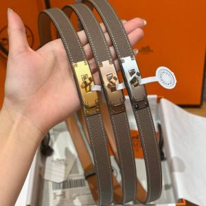 Hermes Kelly 18 Belt Epsom Calfskin Kelly Buckle Permabrass Yellow Gold Étoupe H069853CC18 - Image 6