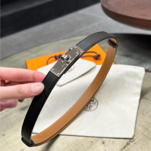 Hermes Kelly 18 Belt Epsom Calfskin Kelly Buckle Permabrass Yellow Gold Noir H069853CC89 - Image 19
