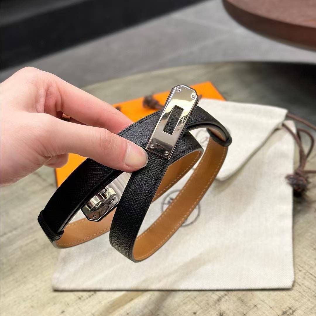 Hermes Kelly 18 Belt Epsom Calfskin Kelly Buckle Permabrass Yellow Gold Noir H069853CC89 - Image 16
