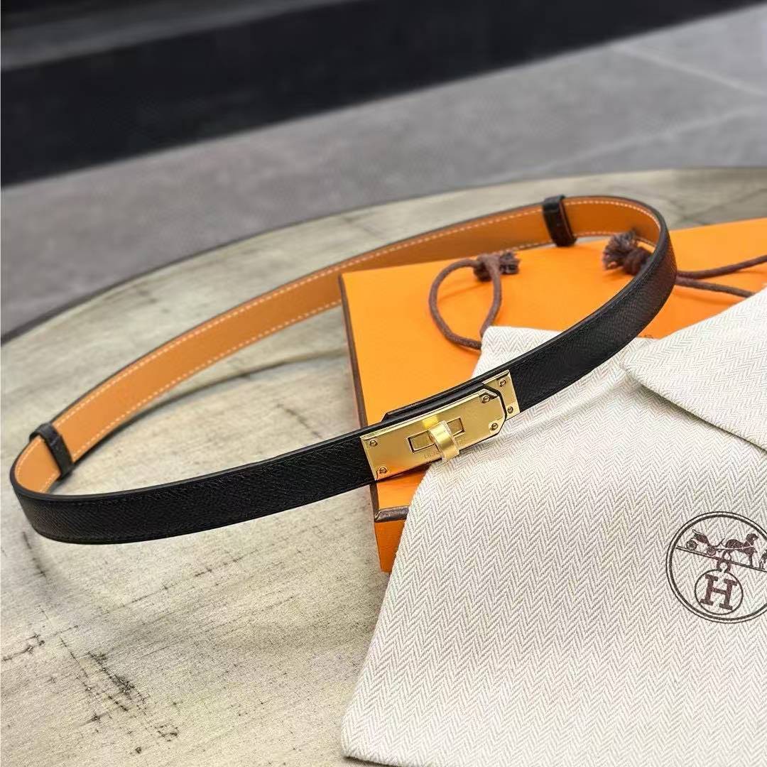 Hermes Kelly 18 Belt Epsom Calfskin Kelly Buckle Permabrass Yellow Gold Noir H069853CC89 - Image 15